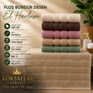 Floş Bordür Desen El Havlusu