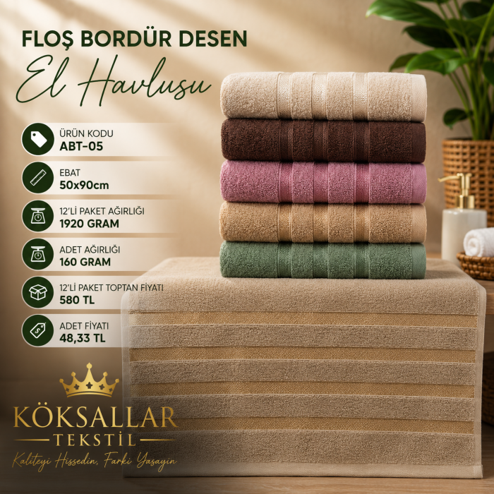 Floş Bordür Desen El Havlusu