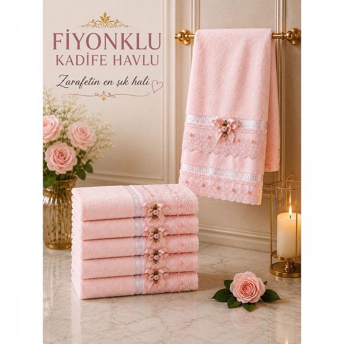 Fiyonklu Kadife Havlu 12'li Paket