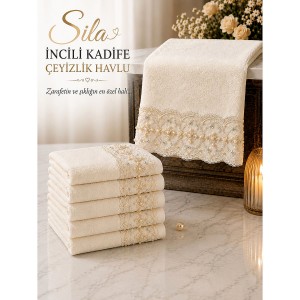 Sıla Dantelli Kadife Havlu 12'li Paket