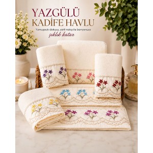 Yazgülü Kadife Havlu 12'li Paket