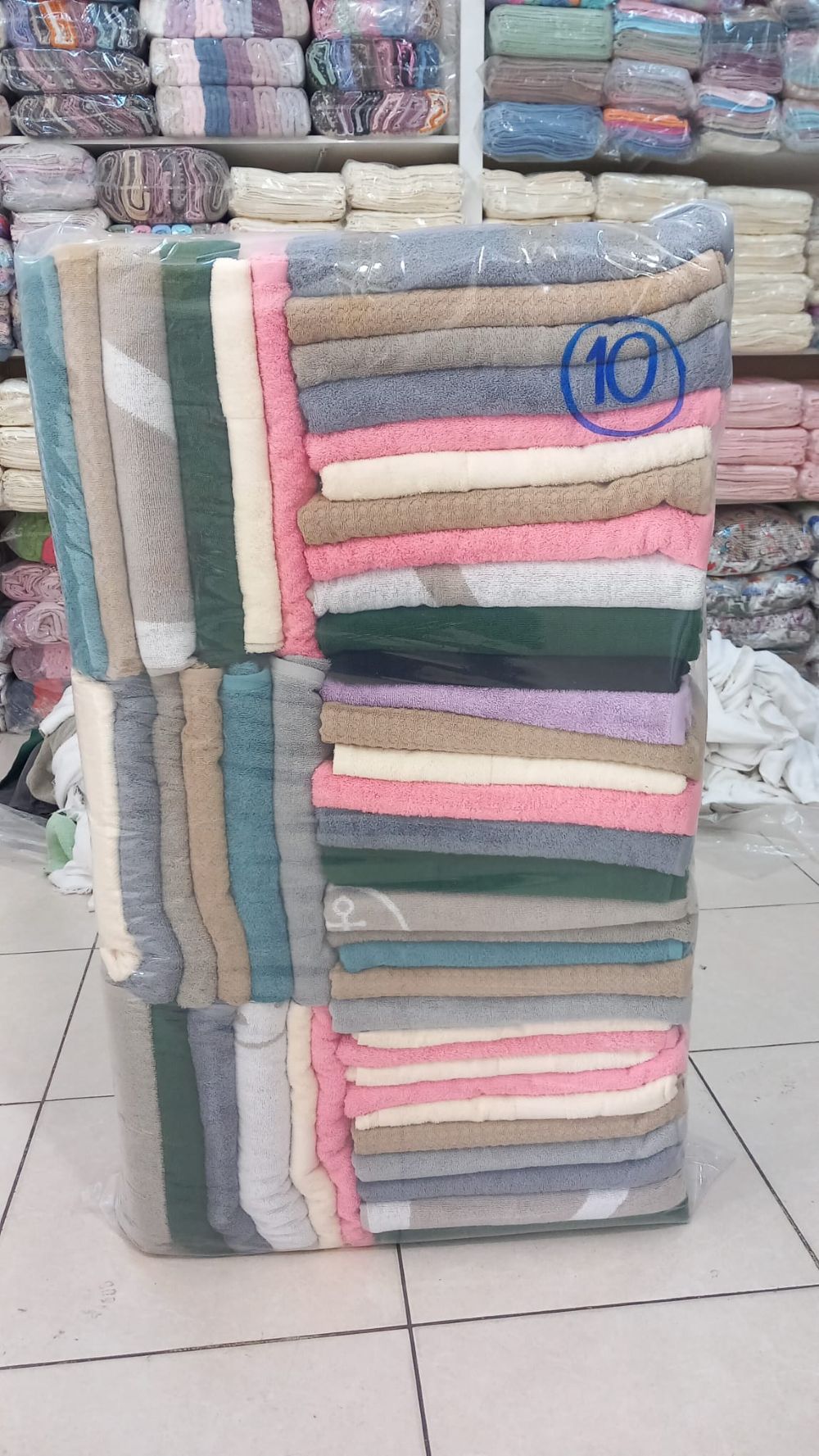 DBH-10 Defolu Havlu Yeşil Pembe Gri Paket