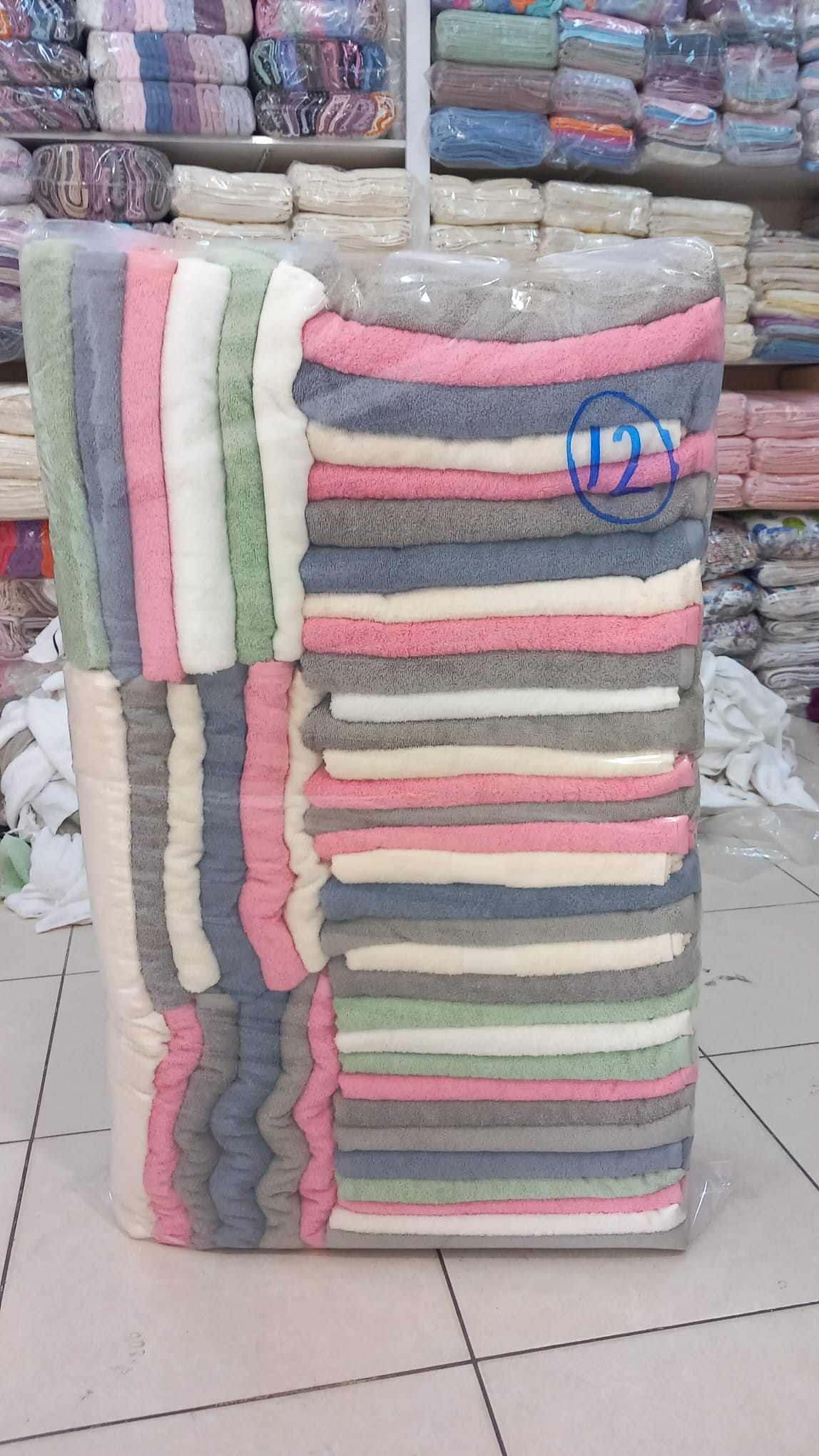 DBH-12 Defolu Havlu Mint Pembe Gri Paket