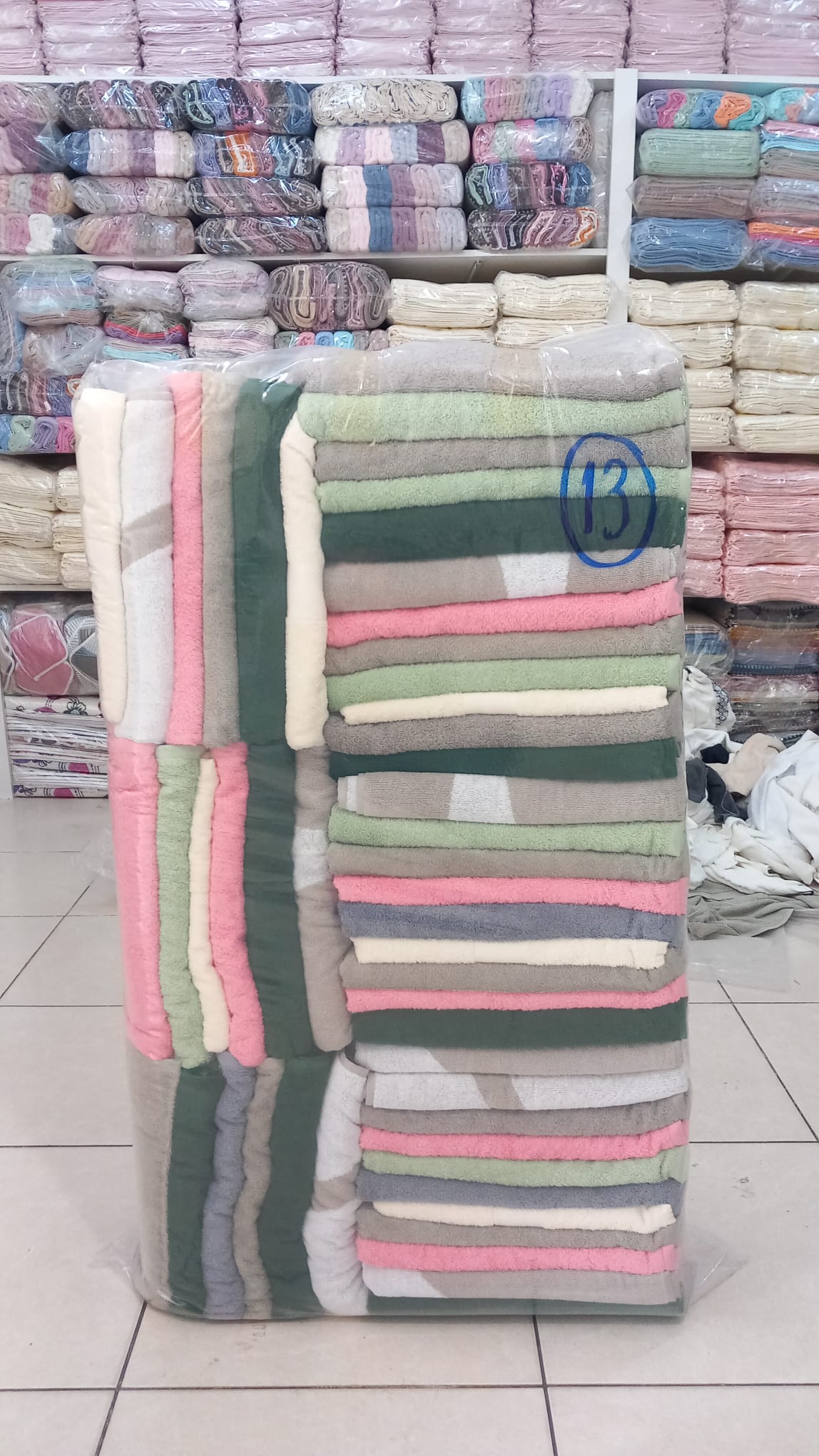 DBH-13 Defolu Havlu Yeşil Pembe Natural Paket