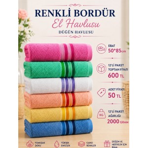 Renkli Bordür Toptan Düğün Havlusu