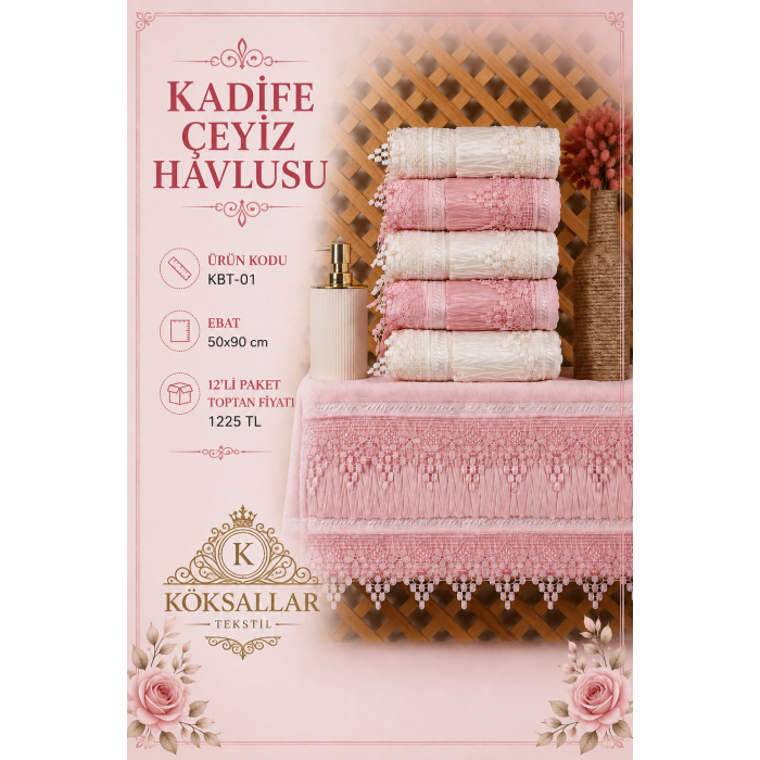 Kadife Çeyiz Havlusu KBT-01