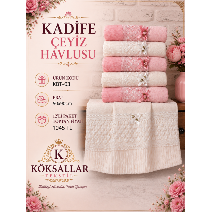 Kadife Çeyiz Havlusu KBT-03