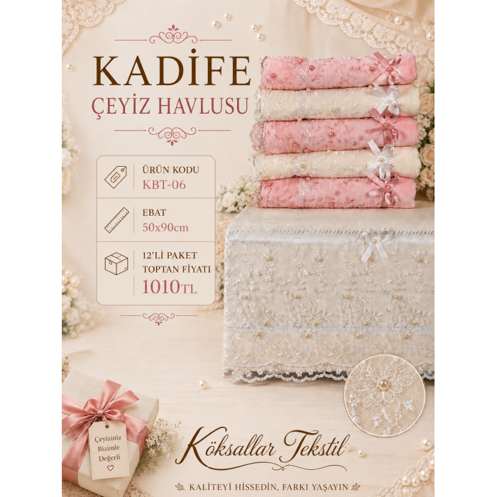 Kadife Çeyiz Havlusu KBT-06