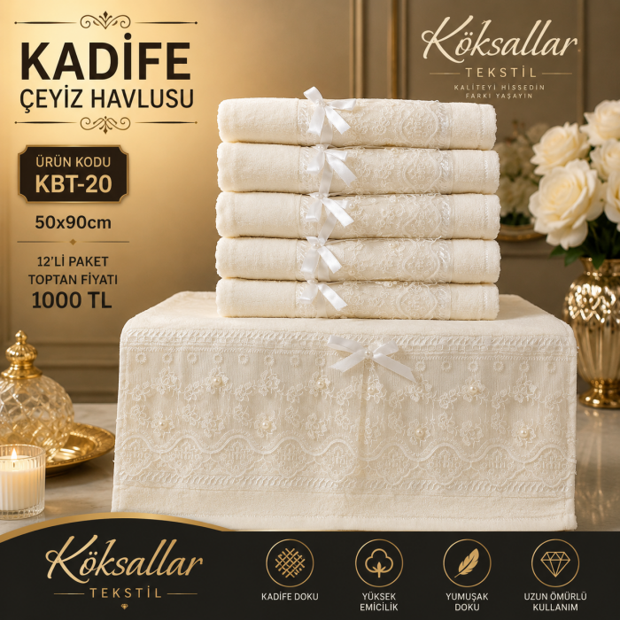 Kadife Çeyiz Havlusu KBT-20