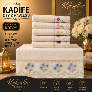 Kadife Çeyiz Havlusu KBT-25