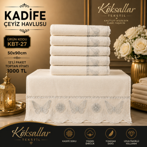 Kadife Çeyiz Havlusu KBT-27