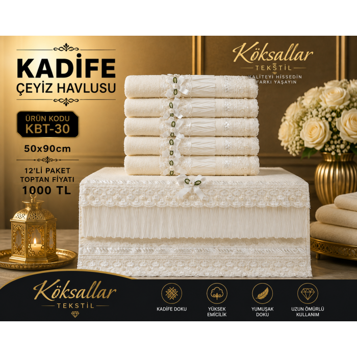Kadife Çeyiz Havlusu KBT-30