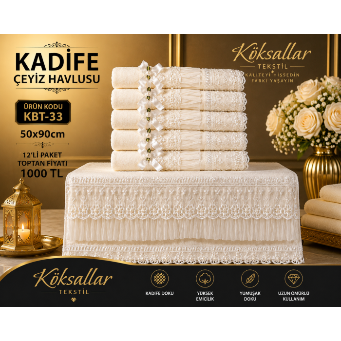 Kadife Çeyiz Havlusu KBT-33