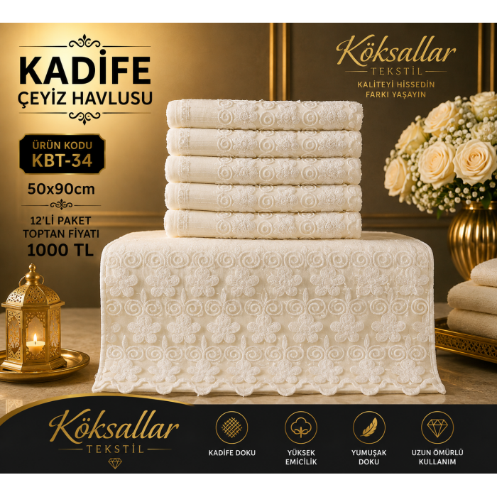 Kadife Çeyiz Havlusu KBT-34