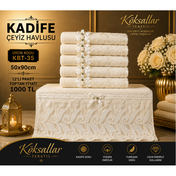 Kadife Çeyiz Havlusu KBT-35