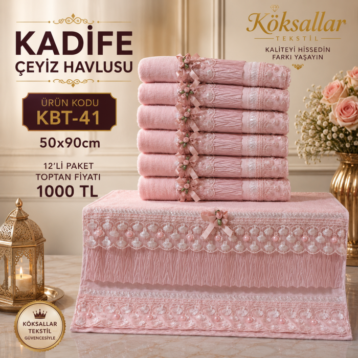 Kadife Çeyiz Havlusu KBT-41