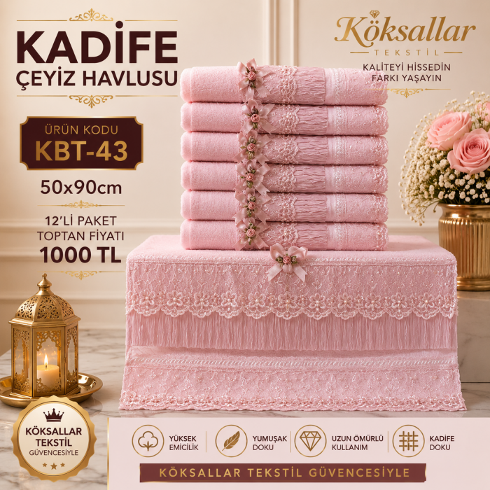 Kadife Çeyiz Havlusu KBT-43