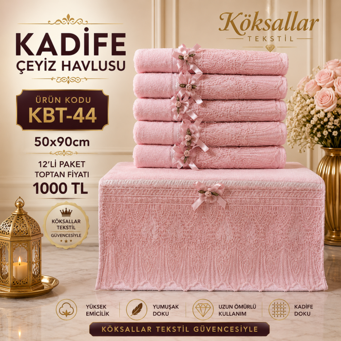 Kadife Çeyiz Havlusu KBT-44