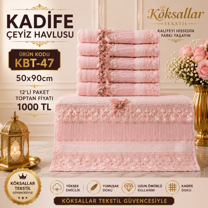 Kadife Çeyiz Havlusu KBT-47