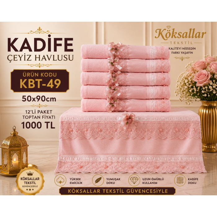 Kadife Çeyiz Havlusu KBT-49