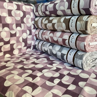 Toptan Retro Geometrik Desenli Nevresimlik Kumaş 240 cm