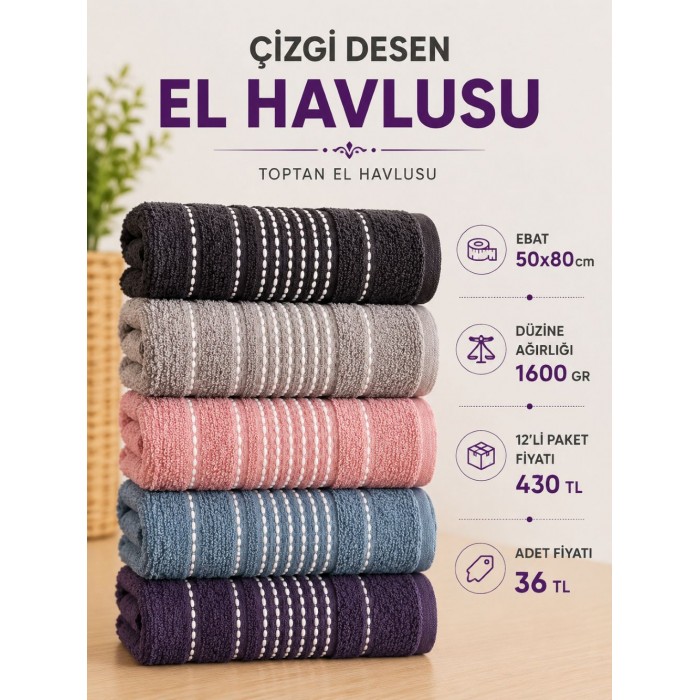 Çizgi Desen Okuntuluk Havlu Toptan Satış