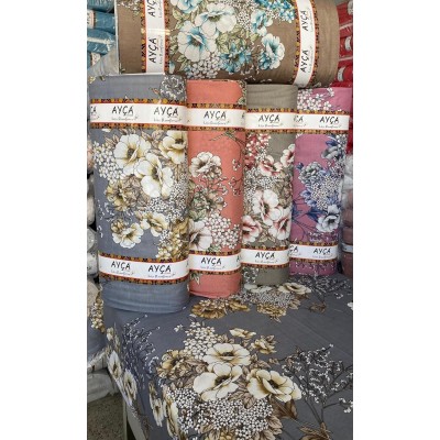 Büyük Çiçek Buketli Toptan Ranforce Kumaş KT-08