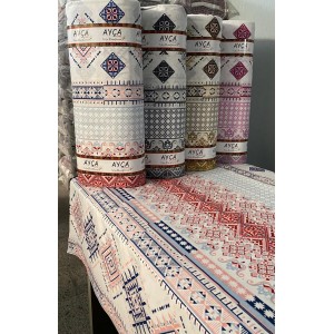 Kilim Motifli Bordürlü Toptan Ranforce Kumaş KT-48