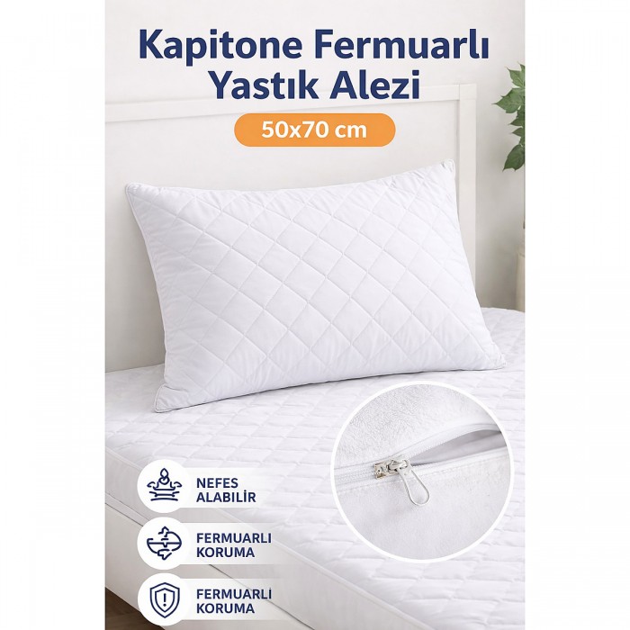 Kapitone Fermuarlı Yastık Alezi 50x70 cm
