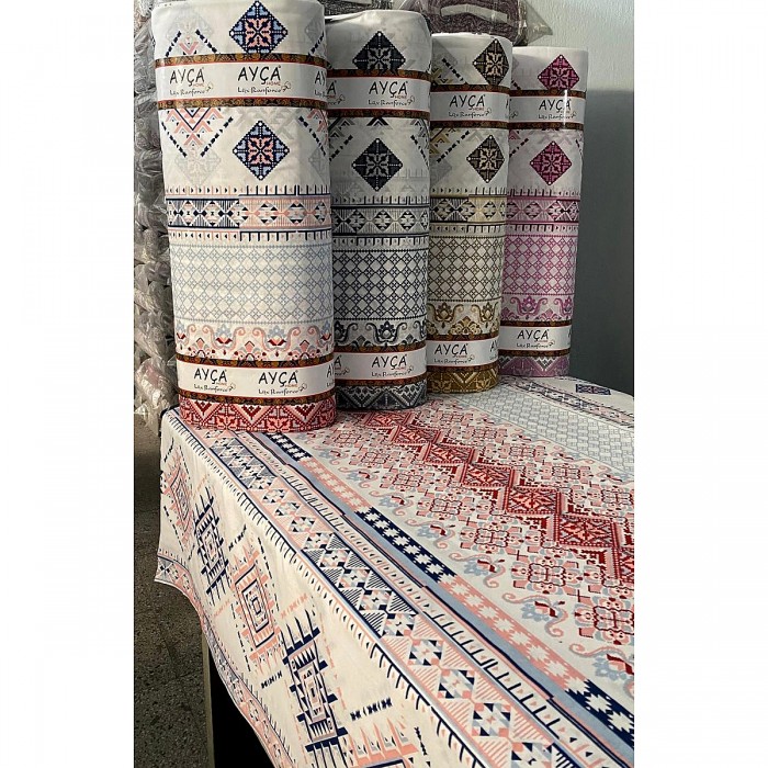 Kilim Motifli Bordürlü Toptan Ranforce Kumaş KT-48