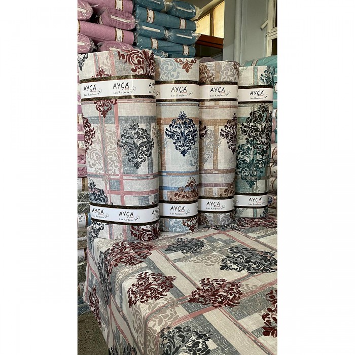 Damask Madalyon Kareli Toptan Ranforce Kumaş KT-83