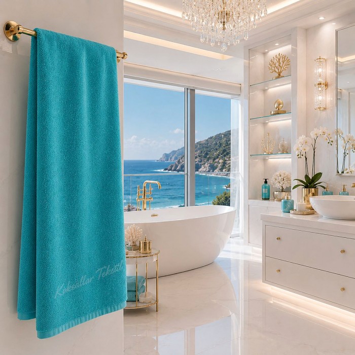 Banyo havlusu 70x140cm turkuaz mavi