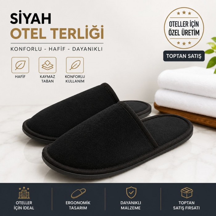 Toptan Siyah Otel Terliği