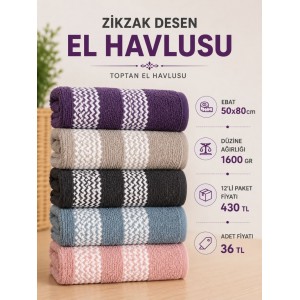 Zikzak Desen Uygun Fiyatlı El Havlusu