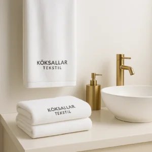 Köksallar Tekstil 90x150 cm beyaz otel banyo havlusu – %100 pamuk, yüksek emicilikli düz otel havlusu.