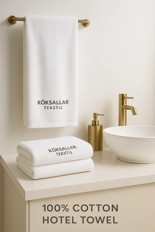 Köksallar Tekstil 90x150 cm beyaz otel banyo havlusu – %100 pamuk, yüksek emicilikli düz otel havlusu.