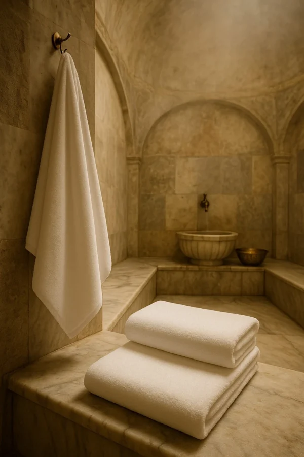 Köksallar Tekstil beyaz hamam havlusu – 70x140 cm, %100 pamuk, yüksek su emiciliğiyle otel ve spa kullanımı için idealdir